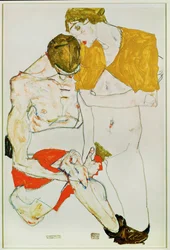 Amantes (guache, aguarela e lápis)