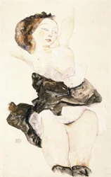 Jovem rapariga deitada, seminua, 1912