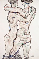 Raparigas nuas abraçadas - 1914 - 48x31,2 - Museu Leopold, Viena