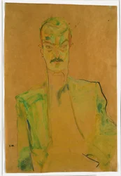 Nu em Tecido Colorido, 1911 (wc e lápis com guache sobre papel)