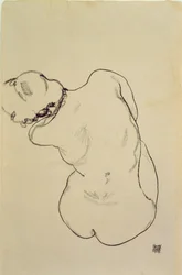 Reclining Nude - Back View, 1918 (lápis preto sobre papel)