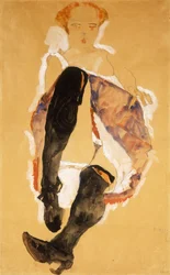 Mulher sentada com meias pretas; Garota sentada com meias pretas, 1911
