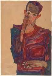 Autorretrato com a pálpebra puxada para baixo, 1910