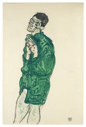 Auto-retrato em camisa verde com os olhos fechados, 1914