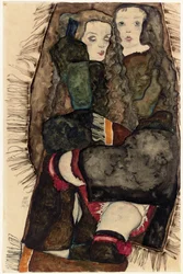 Duas meninas em um cobertor com franjas; Duas meninas em um cobertor de franja, 1911