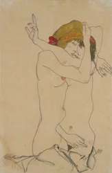 Duas mulheres abraçando, 1913.