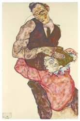 Dois amantes Auto-retrato com Wally, 1914-1915
