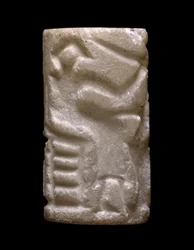 Selo de Cilindro (Cenas da &39;Atividade Humana&39; da Dinastia Primitiva), Dynastic II II (calcita)