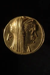 Oktadrachm grego de Arsinoe II, 240 aC, vista reversa