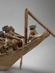 Barco funerário modelo, de Beni Hasan, provavelmente o Império do Meio, c.2060-1786 detalhe de mídia mista de 107032