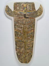 Cobertura da Múmia Pintada (Avental), 305-30 aC (linho, gesso, tinta e dourado)