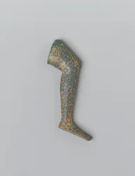 Perna humana de vidro opaco verde azul pequeno de uma figura inlay (vidro)