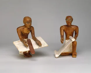 Escribas no celeiro modelo do túmulo de Meketre, c.1981-1975 aC (madeira, gesso, tinta, linho)