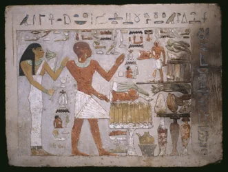 Fragmento de parede do túmulo de Amenemhet e sua esposa Hemet, Reino Médio