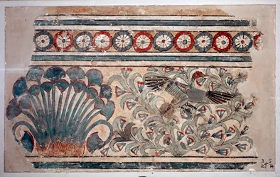 Antiquite egípcio: fragmento de fresco do palácio de Amenophis III (Amenhotep) em Malkata. 1342 AC. Cairo, Museu Egípcio