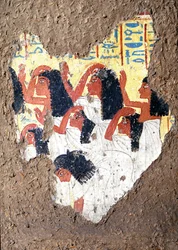 Antiquite egípcio: fresco do túmulo da pintora Maia, um grupo de choro. 18ª dinastia. Da Capela da Maia, Deir el-Medineh (el Medineh), Novo Império Dim. 67 cm Turim, Museu Egípcio