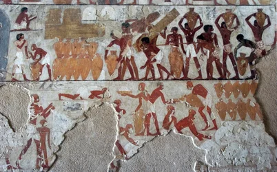Antiguidade egípcia: pintura decorando o túmulo de Rekhmire (TT100), vizir da 18ª dinastia