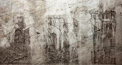 Antiquite egípcio: desenhos inacabados que decoram o Túmulo de Vizir Ramose (18ª dinastia). Luxor, Cisjordânia, Túmulo dos Nobres do Egipto