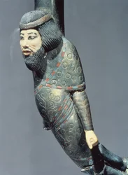 Figura de um sírio a partir do final de uma cana cerimonial, a partir do túmulo de Tutancâmon (c.1370-52 aC) Novo Reino (madeira e marfim) (ver também 149407)