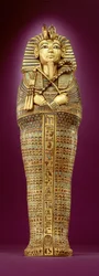 Vista frontal de um dos cofres canopos, do túmulo de Tutankhamon (c. 1370-1352 a.C.), Novo Império