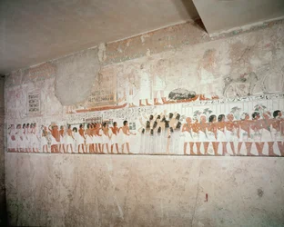 Interior do túmulo de Ramose, novo reino, c.1360 BC (pintura de parede)