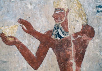 Relevo pintado, Templo Mortuário de Hatshepsut, Deir el-Bahri, Luxor, Tebas (Lista do Património Mundial da Unesco
