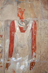 Relevo pintado, Templo Mortuário de Hatshepsut, Deir el-Bahri, necrópole tebana (Lista do Património Mundial da UNESCO