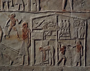 Pavilhão para oficial de alta patente ou comandante em chefe, Relevo, Túmulo de Horemheb, Saqqara, Civilização egípcia, Novo Reino, Dinastia XVIII