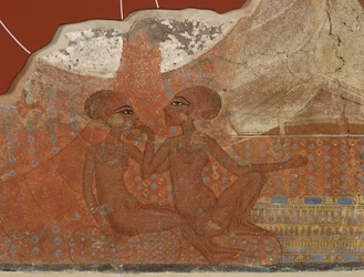Princesas ao ar livre, egípcio, novo reino, 18 dinastia, c.1555-1337 aC (pintura mural)