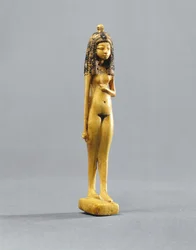 Estatueta de uma menina nua, Novo Reino, c.1390-1353 aC (pintado de marfim)