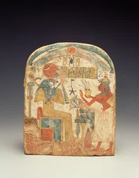Estelas representando o falecido antes de Horus, de Luxor, New Kingdom (madeira pintada)