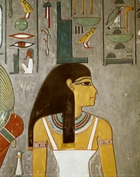 detalhe do fresco mostrando Ísis, egito, Louxor (XVIII Dinastia, Tutmose III
