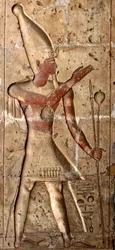 Arte Egípcia Antiga: Baixo relevo numa coluna do templo de Sethi I (Sety ou Seti I