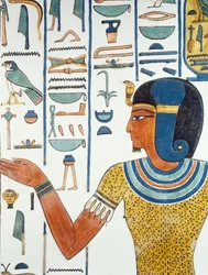 Coluna com Hornedjitef, detalhe dos afrescos na câmara funerária de Nefertari, Vale das Rainhas, Luxor, Tebas (Lista do Património Mundial da Unesco
