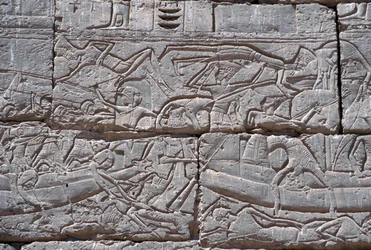 Povo do Mar, Batalha Naval de Ramsés III, Medinet Habu, 1195-64 aC, pedra