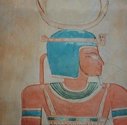 O deus Shepes, do túmulo do príncipe Khaemwaset II, filho de Ramsés III (c.1187-1156 aC) Novo reino (calcário pintado)