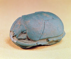 Escaravelho do pescoço de uma múmia, período tardio, c.600 aC (pasta de vidro azul)