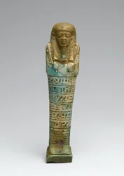 Shabti de Psamtek, possivelmente de Giza, Late Kingdom (faiança)