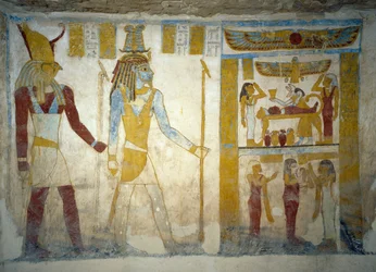 Pinturas murais do Túmulo de Pa Nentwy, Bahariya Oasis, Giza, Egipto Civilização Egípcia, 26ª Dinastia, 663-525 AC