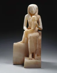 Pepy II e Sua Mãe Rainha Meryreankhnes, possivelmente de Saqqara, Old Kingdom (calcita)