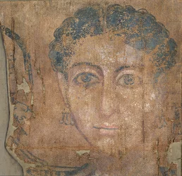 Cabeça de uma jovem mulher, c.100-300 (têmpera sobre linho)