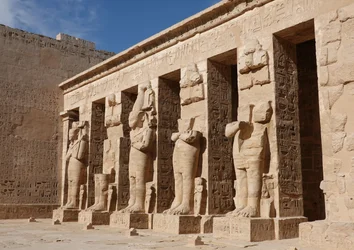 Esculturas das divindades, templo de Hórus, Edfu