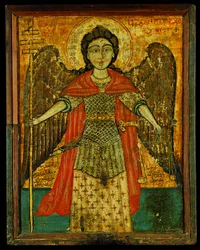 Ícone do Arcanjo Miguel (tempera de ovo no painel)