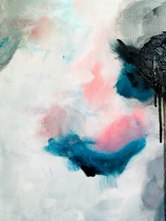 Rosa Fluido, Azul-petróleo, Abstrato