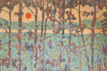 Pôr-do-sol na floresta (abstrato)