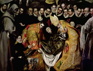 O Enterro do Conde Orgaz, de uma lenda de 1323, detalhe de uma página jovem, São Etienne, o Conde e Santo Agostinho