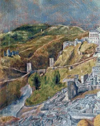 Vista e mapa de Toledo (pintura sobre tela)