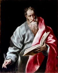 Apostolado da Catedral de Toledo: Pintura "São Mateus" de Domenikos Theotokopoulos dit El Greco (1541-1614) 1602-1605 Sol. 100x76 cm Toledo, catedrais