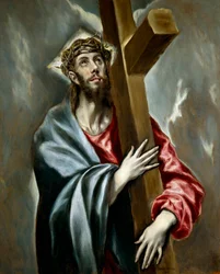 Cristo carregando a cruz (carregando a cruz ou estações da cruz) - Pintura de Domenikos Theotokopoulos conhecido como El Greco (1540-1614), óleo sobre tela, cerca de 1602, arte espanhola