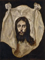 "The Holy Mandylion or The Vernicle" Pintura de Domenikos Theotokopoulos, conhecida como El Greco (1541-1614) 1586-1595 - Óleo sobre tela Dim 71x54 cm Museo del Prado, Madrid